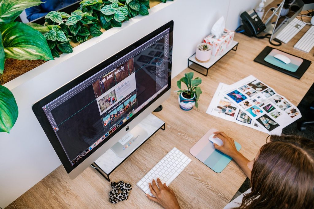 A female working in a marketing agency environment